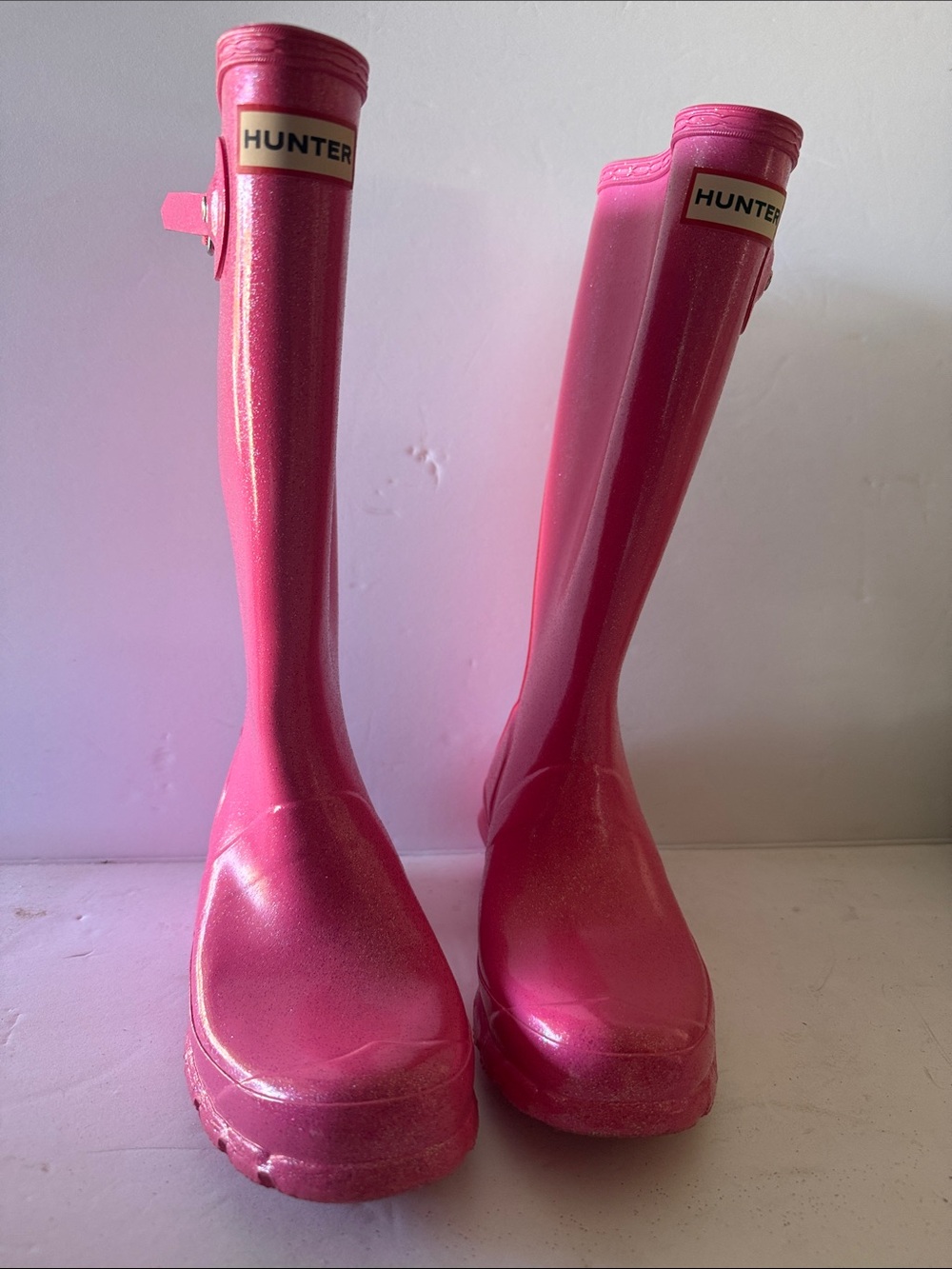 Hunter Kids Glitter Pink Tall Rain Boots